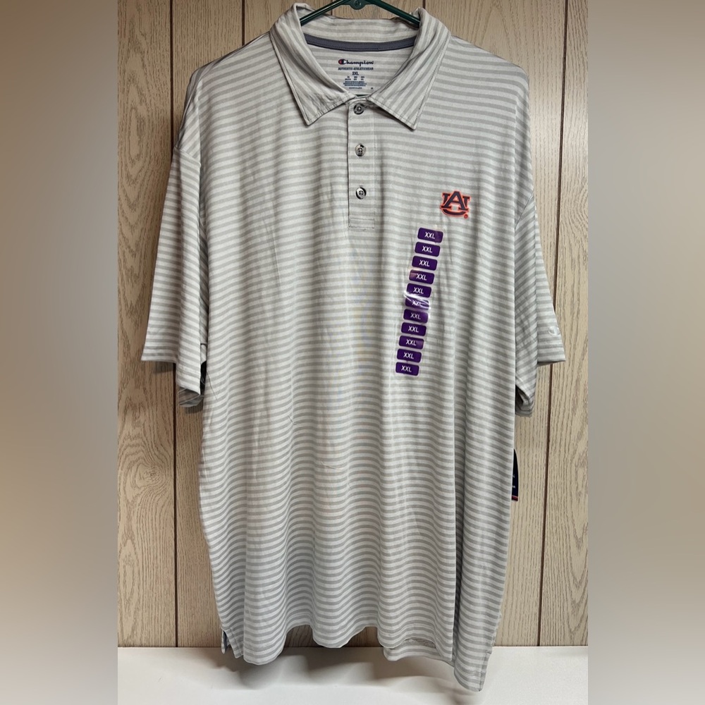 Champions Authentic Athletic wear Auburn Tigers Men’s Polo 2XL Gray Striped